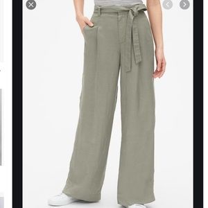 GAP linen wide leg trousers in palm